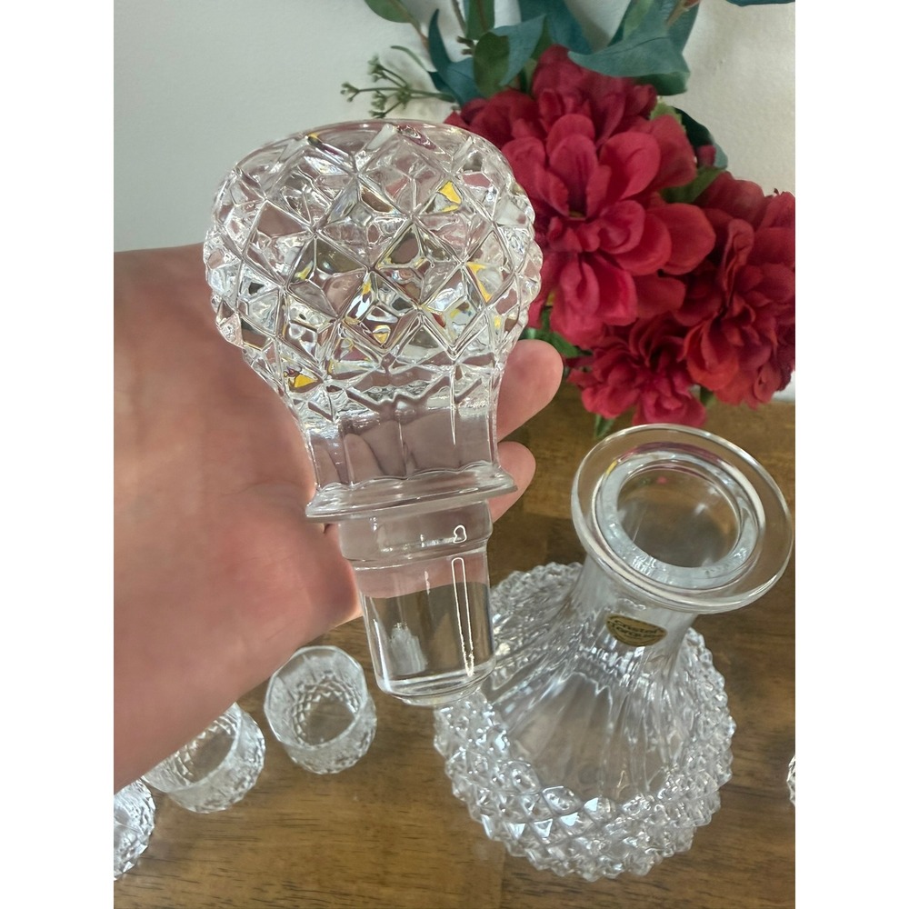 Cristal d Arques Crystal Decanter Set France Diamond Cut Liquor Set 5 Glasses - Picture 11 of 13